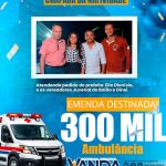 Deputada Vanda Monteiro destina R$ 300 mil para aquisição de ambulância em Chapada na Natividade